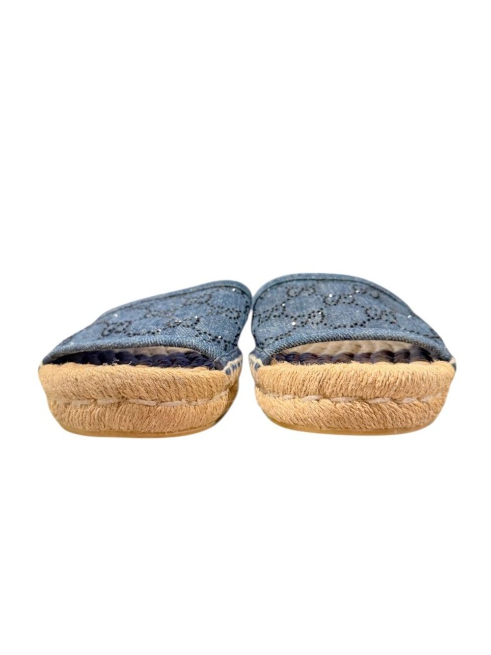 Gucci Pilar GG Denim Espadrille Slides Blue Canvas Jute Sandals EU 37.5 US 7.5 - Picture 5 of 10